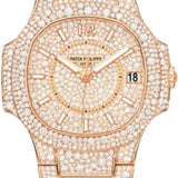 Patek Philippe Ladies Nautilus 33.6mm Diamond Index Rose Gold Diamond Set | 7021/1R