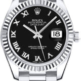 Rolex Datejust 31 White Gold/Steel Bright Black Roman Dial & Fluted Bezel Oyster Bracelet | 278274