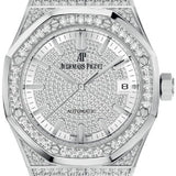 Audemars Piguet Royal Oak Selfwinding White Gold Diamond Pave Index 37mm Dial Leather Strap | 15452BC.ZZ.D019CR.01