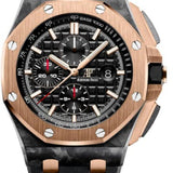 Audemars Piguet Royal Oak Offshore Chronograph "Qe Ii Cup 2016" 44mm Black Tapisserie Index Forged Carbon Rose Gold Rubber | 26406FR.OO.A002CA.01