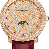 Patek Philippe Ladies Complications 33.3mm Diamond Paved Dial and Bezel Rose Gold Leather - 4968-400R-001