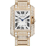 Cartier Tank Anglaise Watch - Small Pink Gold Diamond Case - Diamond Bracelet - HPI00558