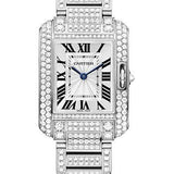 Cartier Tank Anglaise Watch - Small White Gold Diamond Case - Diamond Bracelet - HPI00559