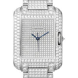 Cartier Tank Anglaise Watch - Medium White Gold Diamond Case - Diamond Paved White Gold Dial - Diamond Bracelet - HPI00561