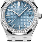 Audemars Piguet Royal Oak "50th Anniversary" Stainless Steel Light 34mm Blue Dial Diamond Bezel | 77451ST.ZZ.1361ST.01