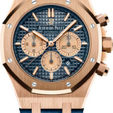 Audemars Piguet Royal Oak Chronograph Rose Gold 41mm Blue Index Blue Leather | 26331OR.OO.D315CR.01