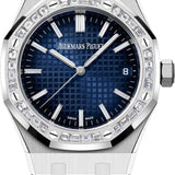 Audemars Piguet Royal Oak 37mm White Gold Diamond Set Bezel Blue Diamond Baguette Dial - 15551BC.ZZ.1356BC.01