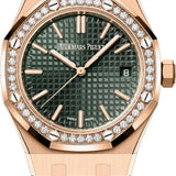 Audemars Piguet Royal Oak Rose Gold Khaki Green Dial 37mm Diamond Bezel | 15551OR.ZZ.1356OR.06