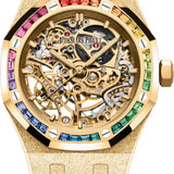 Audemars Piguet Royal Oak Frosted Gold Double Balance Wheel 37mm Openworked Rainbow Set Bezel | 15468BA.YG.1259BA.01-B