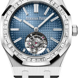 Audemars Piguet Royal Oak 41mm Flying Tourbillon White Gold Diamond Set Bezel Blue Diamond Baguette Dial - 26730BC.ZZ.1320BC.02