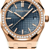 Audemars Piguet Royal Oak "50th Anniversary" Rose Gold Blue Dial 34mm Diamond Bezel | 77451OR.ZZ.1361OR.02