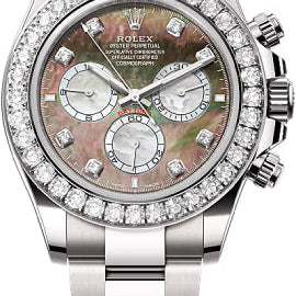 Rolex Cosmograph Daytona 40mm Black & White MOP Diamond-Set Dial Oyster Bracelet Diamond-Set Bezel - 126579RBR