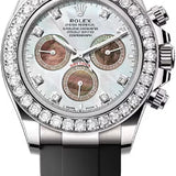 Rolex Cosmograph Daytona 40mm White Gold White MOP Diamond-Set Dial Oysterflex Bracelet Diamond-Set Bezel - 126589RBR