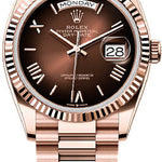 Rolex Day-Date 36 36mm Brown Ombré Dial Fluted Bezel—128235