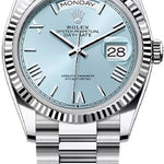 Rolex Day-Date 36 36mm Ice-Blue Dial Fluted Bezel President Bracelet - 128236