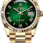 Rolex Day-Date 36 36mm Green Ombré Dial Fluted Bezel President Bracelet - 128238