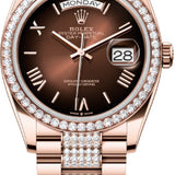 Rolex Day-Date 36 36mm Brown Ombré Dial Diamond-Set Bezel with Diamond-Set President Bracelet - 128345RBR