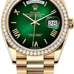 Rolex Day-Date 36 36mm Green Ombré Dial Diamond-Set Bezel President Bracelet - 128348RBR