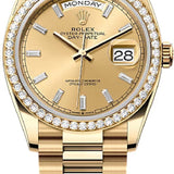 Rolex Day-Date 36 36mm Champagne Colour Diamond-Set Dial Diamond-Set Bezel President Bracelet - 128348RBR