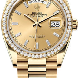 Rolex Day-Date 36 36mm Champagne Colour Diamond-Set Dial Diamond-Set Bezel President Bracelet - 128348RBR