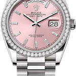 Rolex Day-Date 36 36mm Pink Diamond-Set Dial Diamond-Set Bezel President Bracelet - 128349RBR