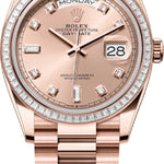 Rolex Day-Date 36 36mm Rose Color Diamond-Set Dial Diamond-Set Bezel President Bracelet - 128395TBR