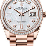 Rolex Day-Date 36 36mm White MOP Diamond-Set Dial Diamond-Set Bezel President Bracelet - 128395TBR