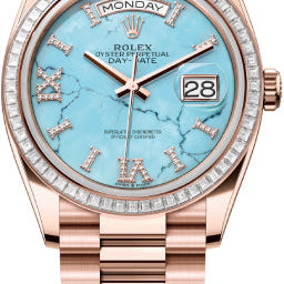 Rolex Day-Date 36 36mm Turquoise Diamond-Set Dial Diamond-Set Bezel President Bracelet - 128395TBR