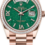 Rolex Day-Date 36 36mm Green Aventurine Diamond-Set Dial Diamond-Set Bezel President Bracelet - 128395TBR