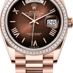 Rolex Day-Date 36 36mm Brown Ombré Dial Diamond-Set Bezel President Bracelet - 128395TBR