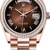 Rolex Day-Date 36 36mm Brown Ombré Dial Diamond-Set Bezel President Bracelet - 128395TBR