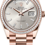 Rolex Day-Date 36 36mm Silver Diamond-Set Dial Diamond-Set Bezel President Bracelet - 128395TBR