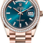 Rolex Day-Date 36 36mm Blue Green Diamond-Set Dial Diamond-Set Bezel President Bracelet - 128395TBR