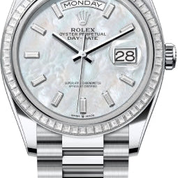 Rolex Day-Date 36 36mm White MOP Diamond-Set Dial Diamond-Set Bezel President Bracelet - 128396TBR