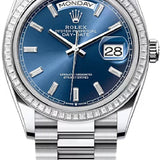 Rolex Day-Date 36 36mm Bright-Blue Diamond-Set Dial Diamond-Set Bezel President Bracelet - 128396TBR