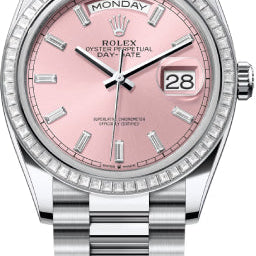 Rolex Day-Date 36 36mm Pink Diamond-Set Dial Diamond-Set Bezel President Bracelet - 128396TBR