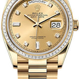 Rolex Day-Date 36 36mm Champagne Diamond Dial Diamond-Set Bezel President Bracelet - 128398TBR