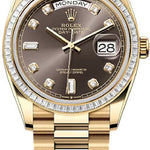 Rolex Day-Date 36 36mm Dark Grey Diamond Dial Diamond-Set Bezel President Bracelet - 128398TBR