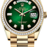 Rolex Day-Date 36 36mm Green Ombré Diamond Dial Diamond-Set Bezel President Bracelet - 128398TBR