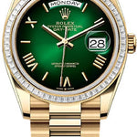 Rolex Day-Date 36 36mm Green Ombré Roman Dial Diamond-Set Bezel President Bracelet - 128398TBR