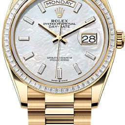 Rolex Day-Date 36 36mm White MOP Diamond-Set Dial Diamond-Set Bezel President Bracelet - 128398TBR