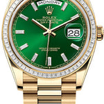 Rolex Day-Date 36 36mm Bright Green Diamond-Set Dial Diamond-Set Bezel President Bracelet - 128398TBR