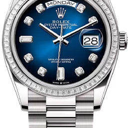 Rolex Day-Date 36 36mm Blue Ombré Diamond-Set Dial Diamond-Set Bezel President Bracelet - 128399TBR