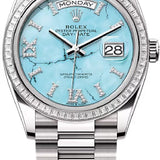 Rolex Day-Date 36 36mm Turquoise Diamond-Set Dial Diamond-Set Bezel President Bracelet - 128399TBR