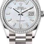 Rolex Day-Date 36 36mm White MOP Diamond-Set Dial Diamond-Set Bezel President Bracelet - 128399TBR