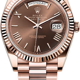 Rolex Day-Date 40 40mm Slate Chocolate Roman Dial Fluted Bezel President Bracelet - 228235 | 2024 Model