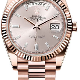 Rolex Day-Date 40 40mm Sundust Diamond Set Dial Fluted Bezel President Bracelet - 228235