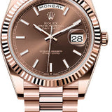 Rolex Day-Date 40 40mm Slate Chocolate Stick Dial Fluted Bezel President Bracelet - 228235 | 2024 Model