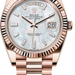 Rolex Day-Date 40 40mm White MOP Diamond Set Dial Fluted Bezel President Bracelet - 228235