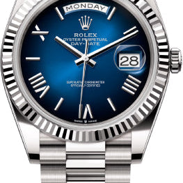 Rolex Day-Date 40 40mm Blue Ombré Dial Fluted Bezel President Bracelet - 228239